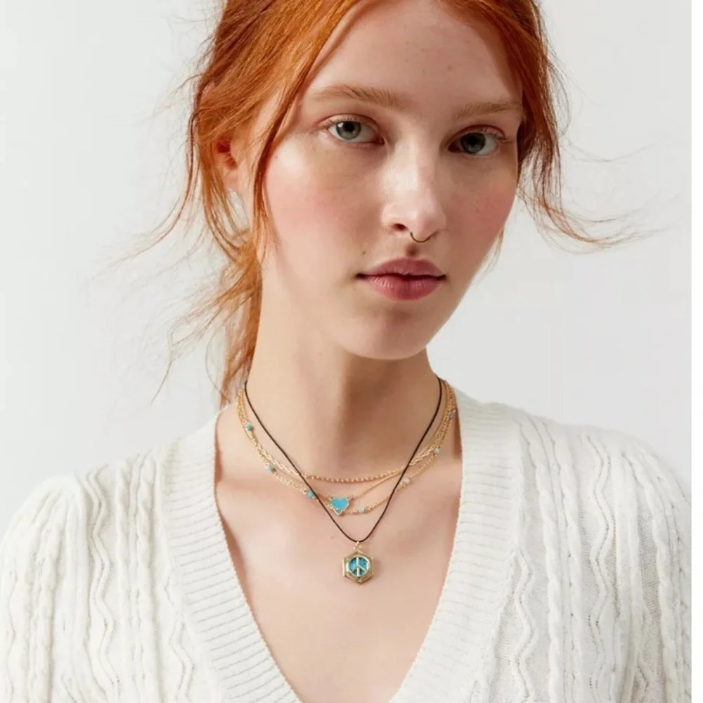 NWT - Urban Outfitters Ashbury Peace And Love Layering Necklace Set